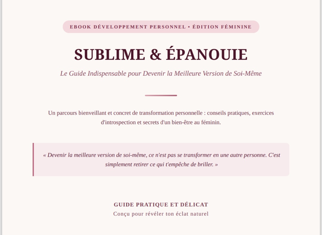 SUBLIME & ÉPANOUIE : GUIDE COMPLET