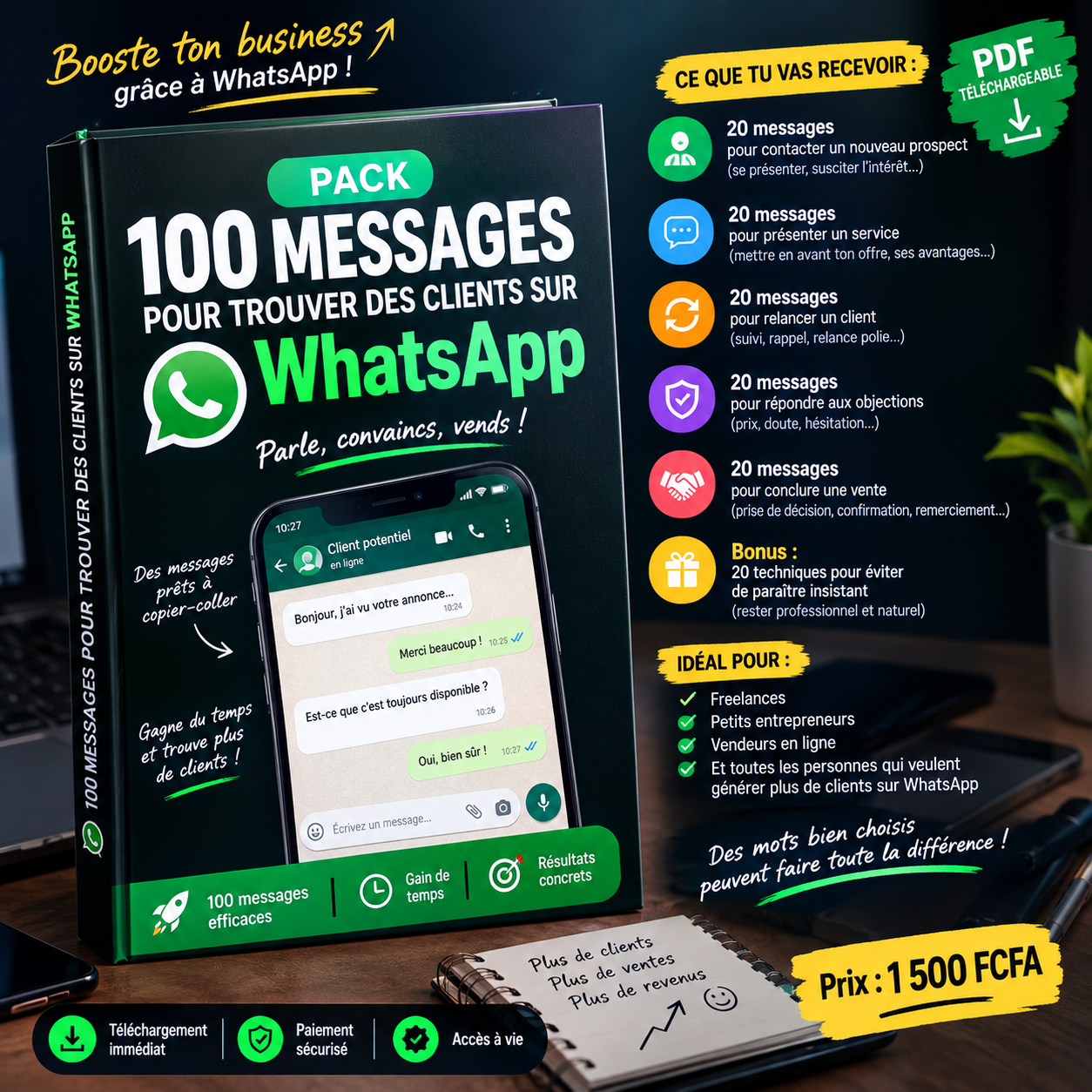 100 messages pour trouver des clients sur WhatsApp