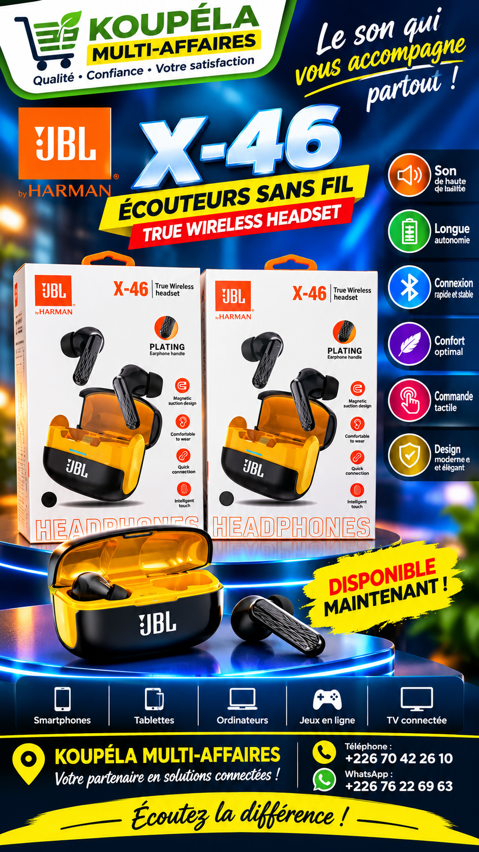 Écouteurs sans fil JBL X-46 — True Wireless Headset