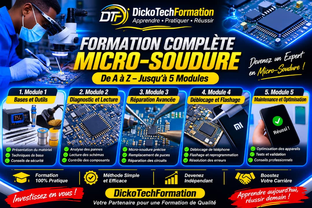 Formation Complète en Micro-Soudure de Téléphones : Techniques Professionnelles de Réparation de Cartes Mères