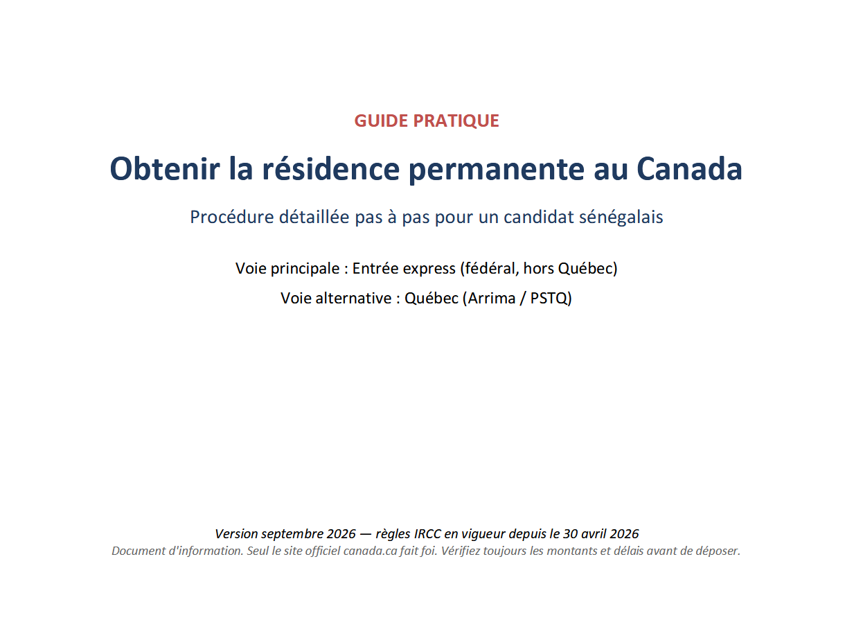 Résidence permanente au Canada : le guide pas à pas pour candidats sénégalais (édition 2026)