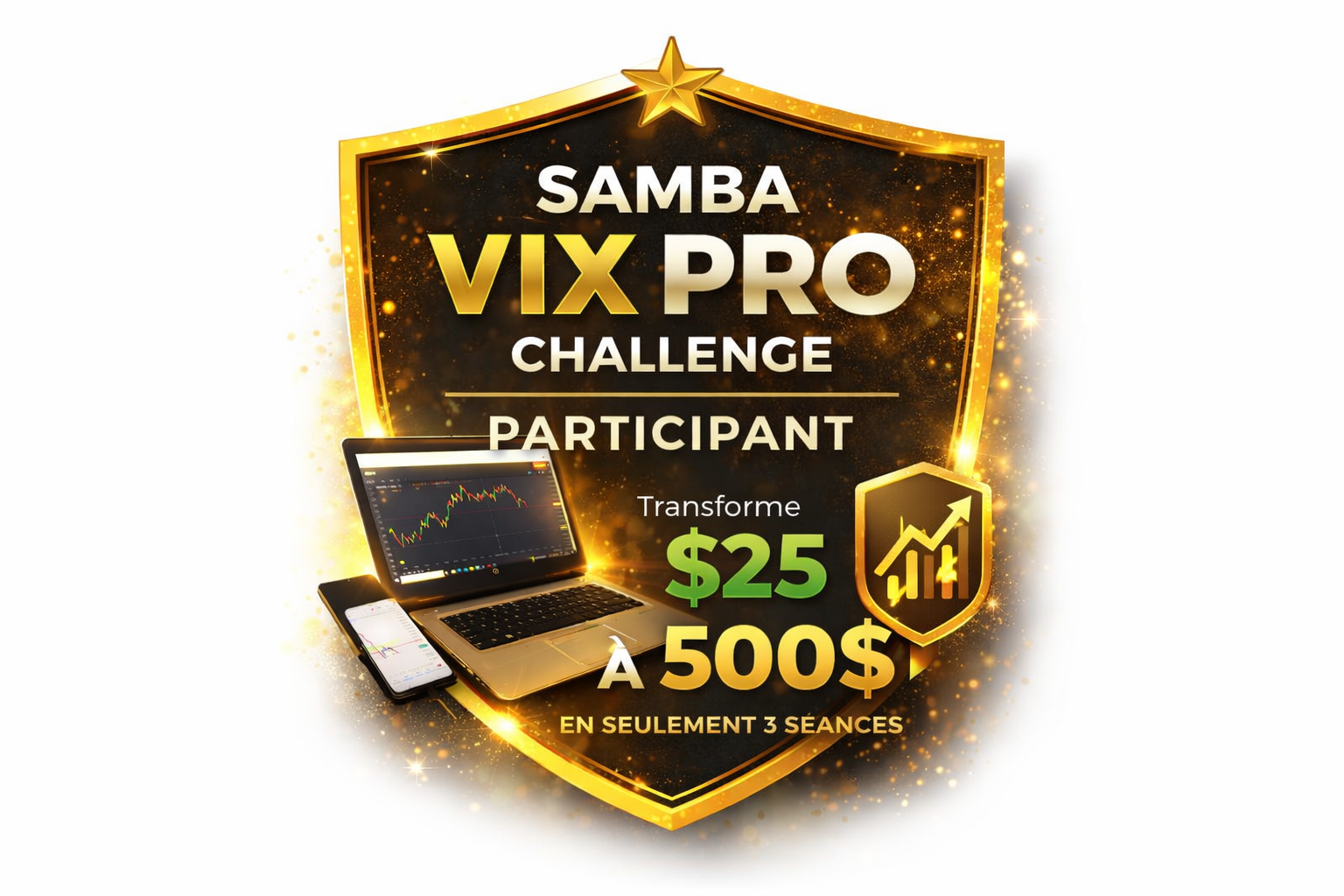 Grand challenge organisé par Samba Vix Pro sur le trading des indices synthétiques (VIX75 et VIX100) du 1er au 3 Août . 25$ à 500$.