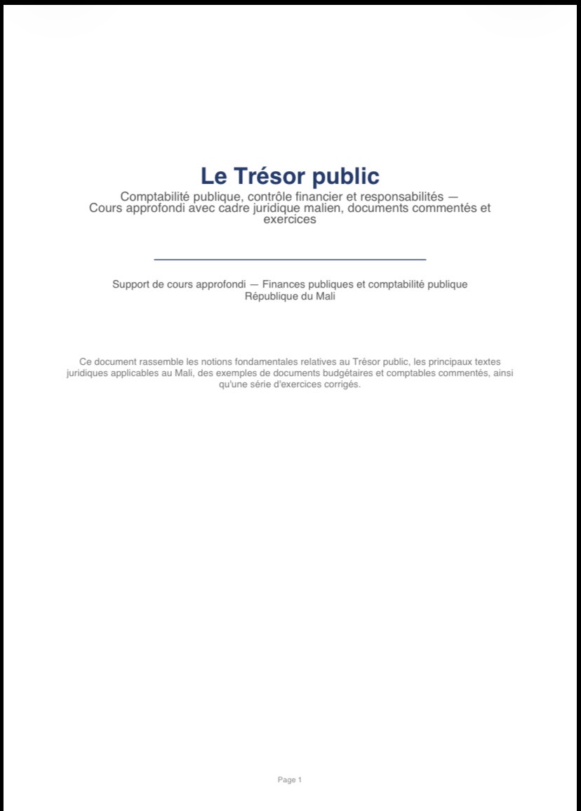 Tresor publique Malien, impôt Malien, Douane Malien, Finance Malien