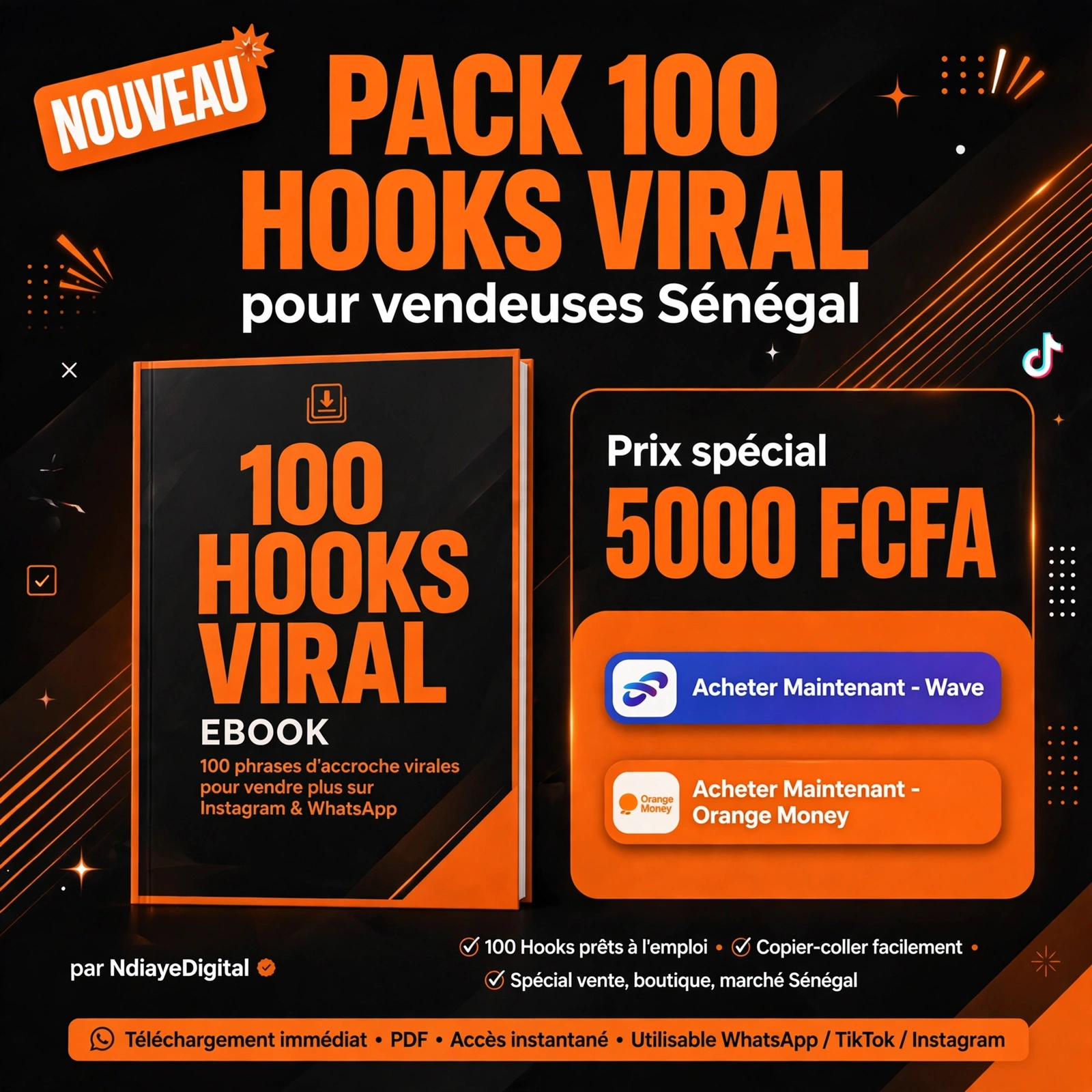 PACK 100 HOOKS VIRAL - Vendeuses Sénégal