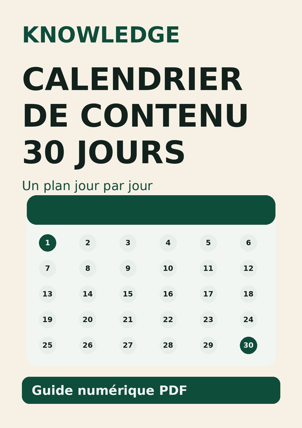 Calendrier de contenu 30 jours
