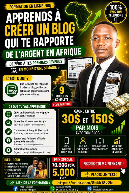 Formation Complète : Créer et Monétiser un Blog Africain en Moins d'une Semaine