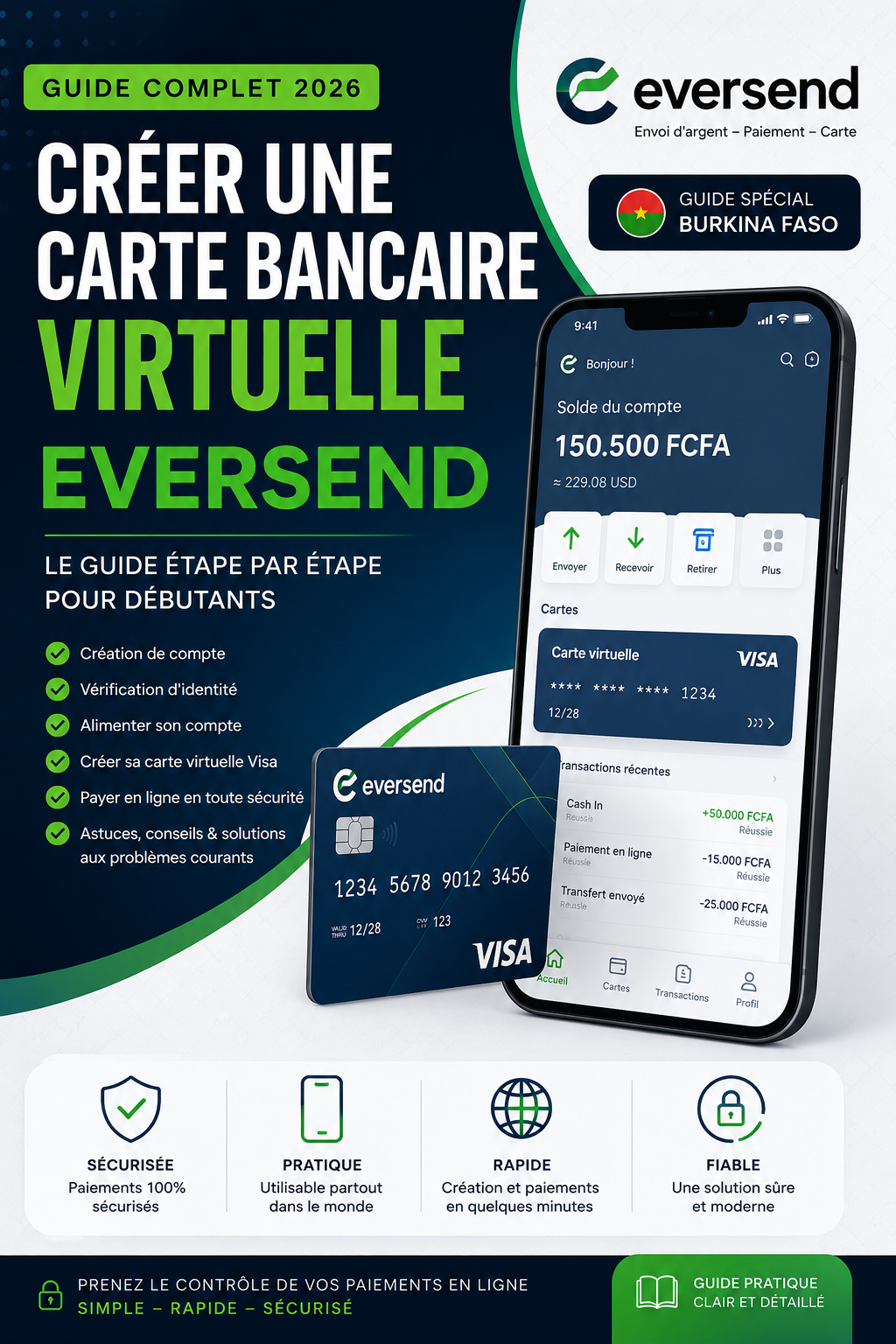 Guide complet : Créer une carte bancaire virtuelle Eversend (Burkina Faso)