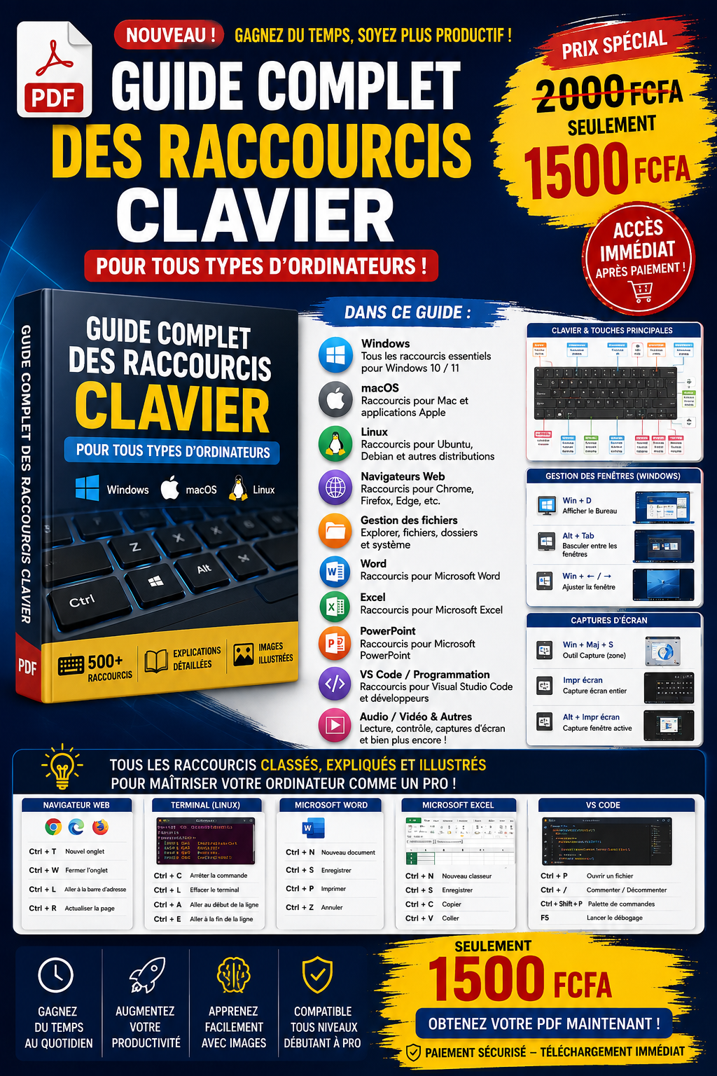 🔥 CLAVIER MASTER : Tous les raccourcis indispensables réunis en un seul PDF.