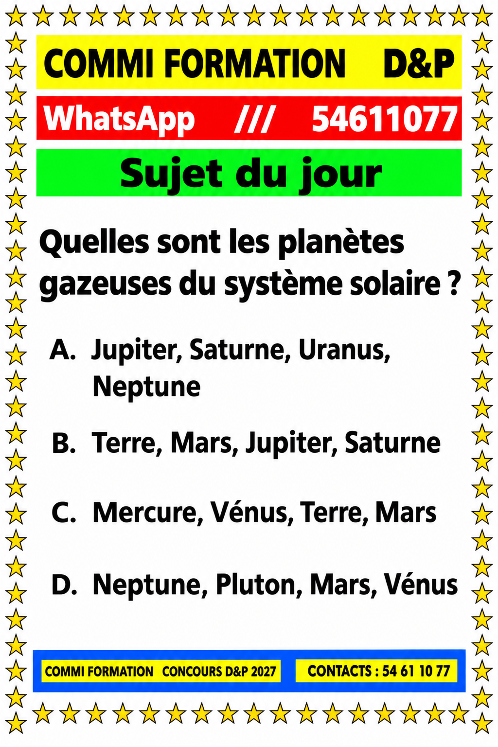 Sujet pour la préparation de vos concours