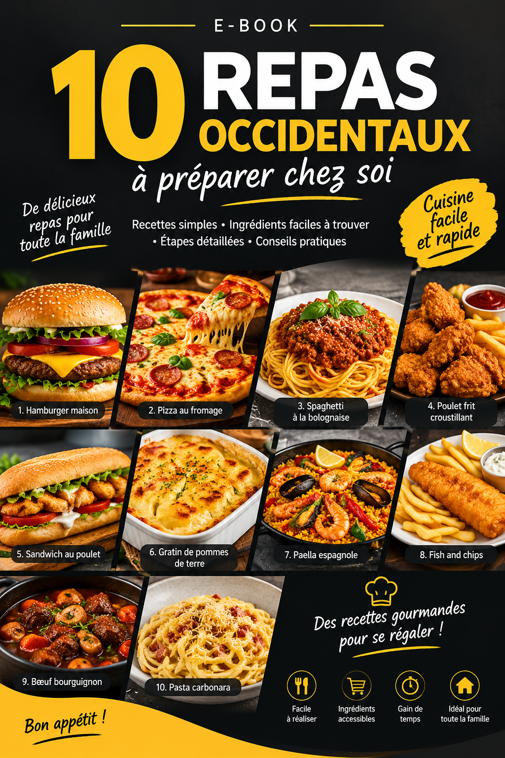 10 repas occidental à préparer chez vous...